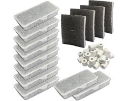 Aquarium Filter Set voor Askoll Pure M-L-XL, inclusief 200 g keramische ringen, 4 sponsfilters en 10 actieve koolfilters voor optimale waterkwaliteit en filtratie
