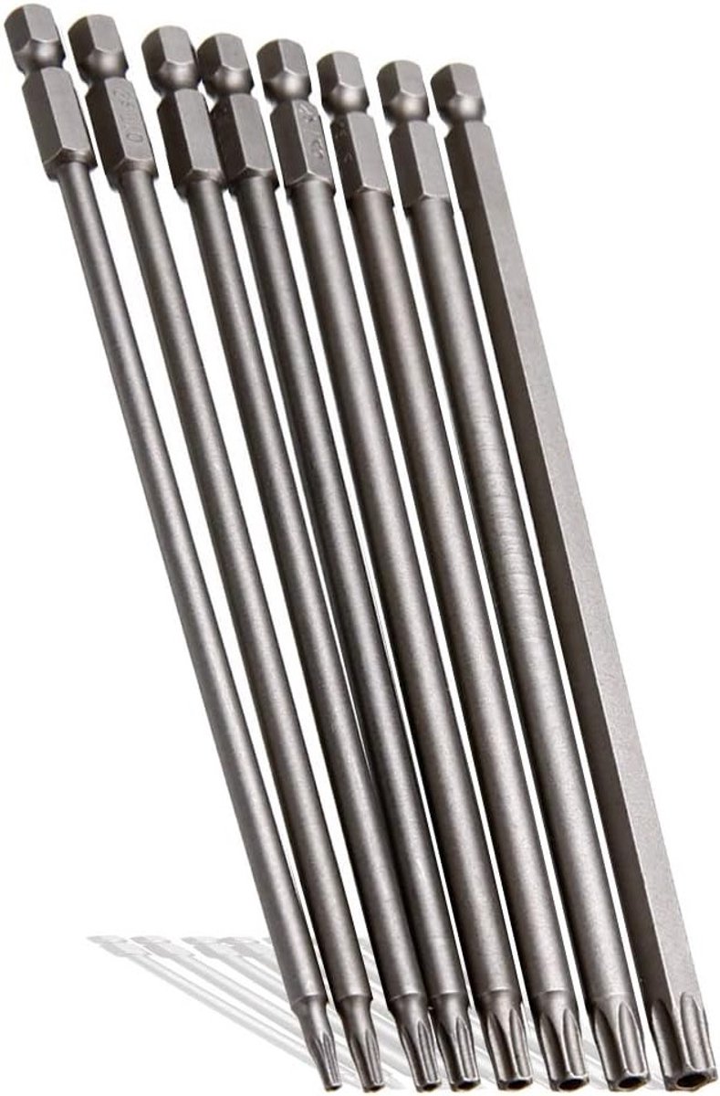 Torx Schroef Bit Set - Schroevendraaier Bits - Schroeven Draaien - S2 Staal Materiaal - 150mm Lengte - Zilver