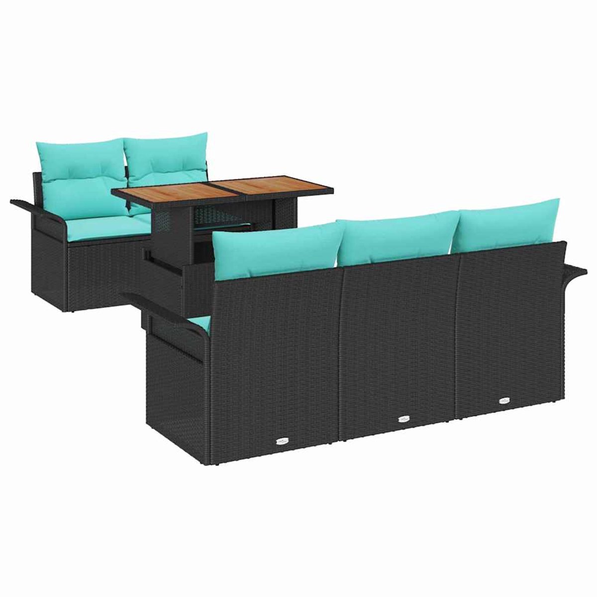 vidaXL - Tuinbank - Set - met - opslag - 6 - pcs - Zwart - Poly - rattan