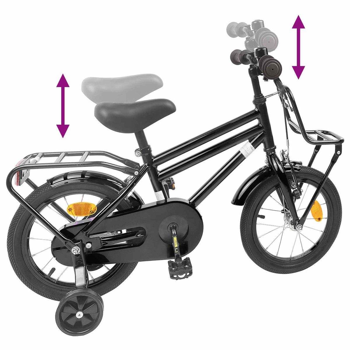 VidaXL Kinderfiets 14 Inch voor 3-5 jaar oud Zwart
