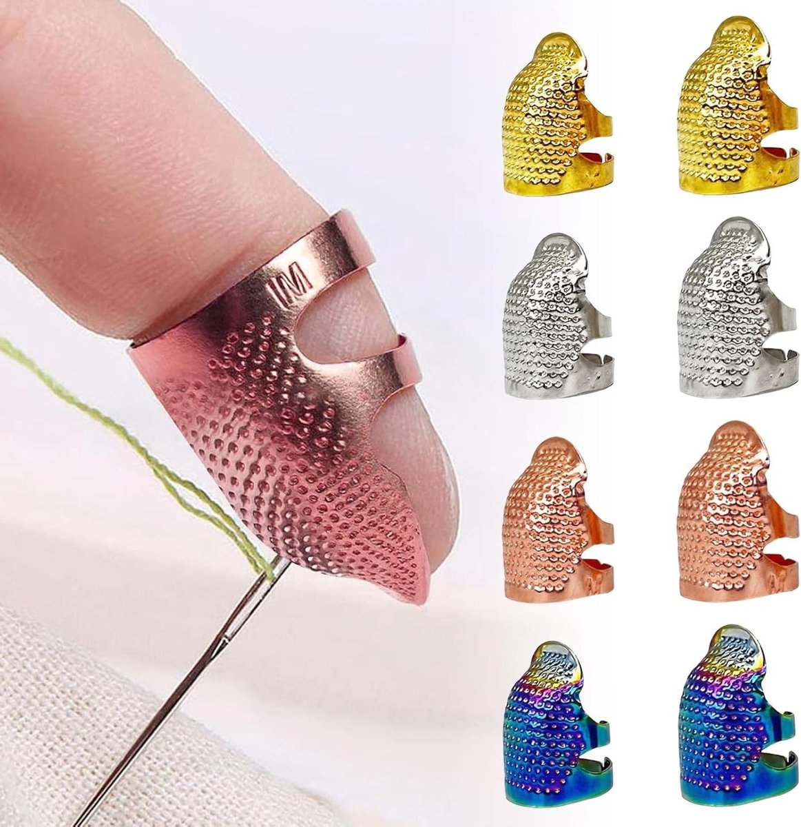 Thimble for sewing, 8 pieces thimbles, protection for the fingers when knitting, quilting, accessories for crafts, DIY - ShopVlot