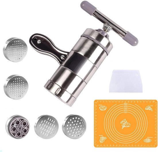 Handmatige Pastamaker voor Spaghetti en Fettuccine, RVS Noodle Press Machine met 5 Onderdelen, Ideaal Keukenhulpmiddel voor Vers Pasta Maken van Merkloos — afbeelding 4