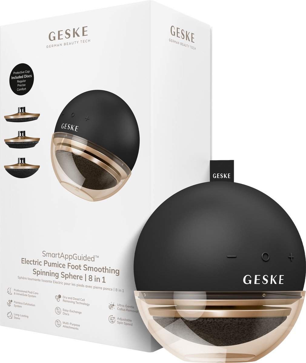 GESKE Electric Pumice Foot Smoothing Spinning Sphere | 8 in 1 | Elektrische Voetvijl & Exfoliator | 3 Puimsteenopzetstukken | Voor Gladde Voeten | Geavanceerde Eeltverwijdering