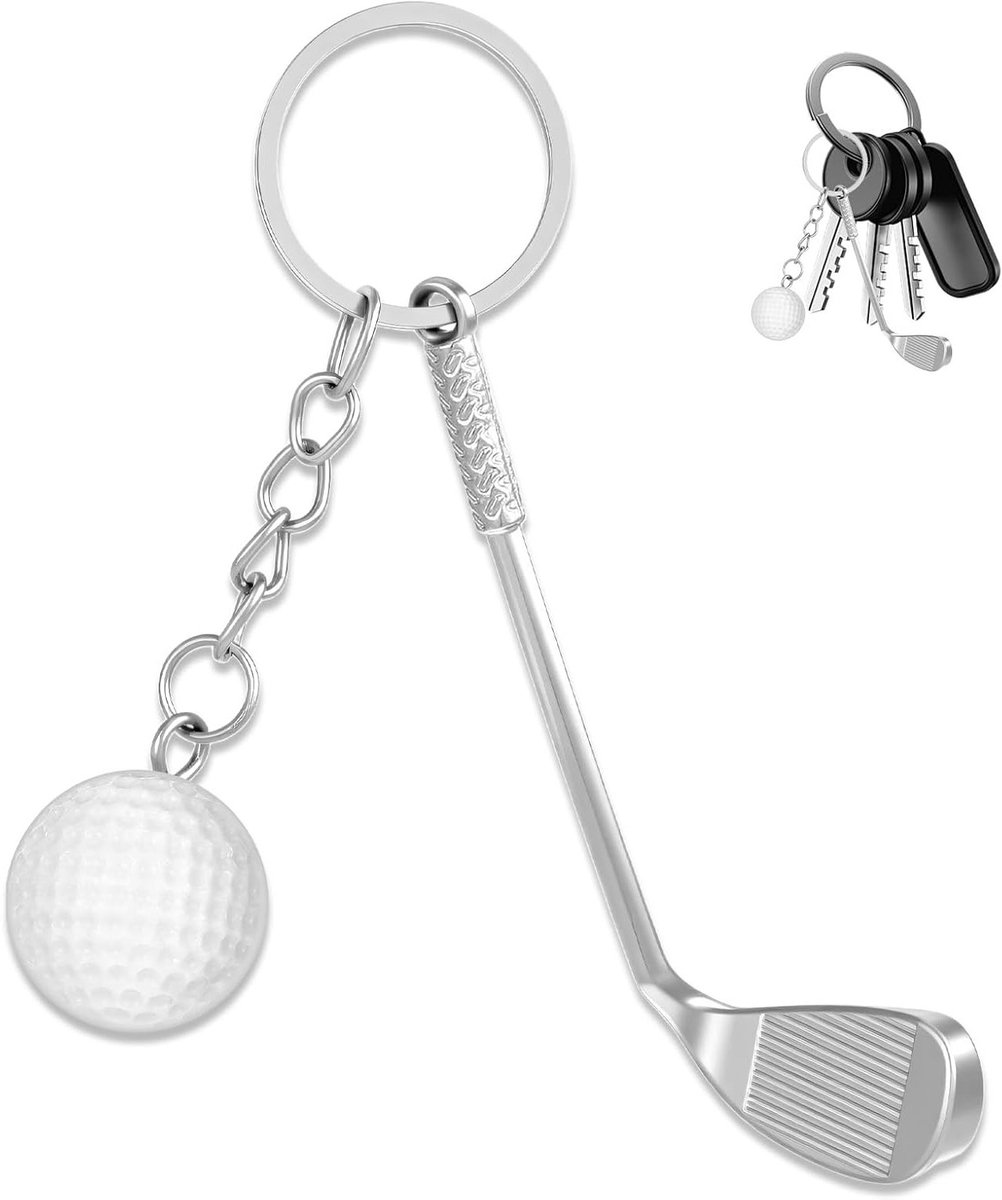 Golf Sleutelhanger, Mini Sleutelhanger voor Golfclubs, Zink Legering Golfaccessoires, Perfect Cadeau voor Vader en Sportliefhebbers, Verjaardagscadeau voor Golfers