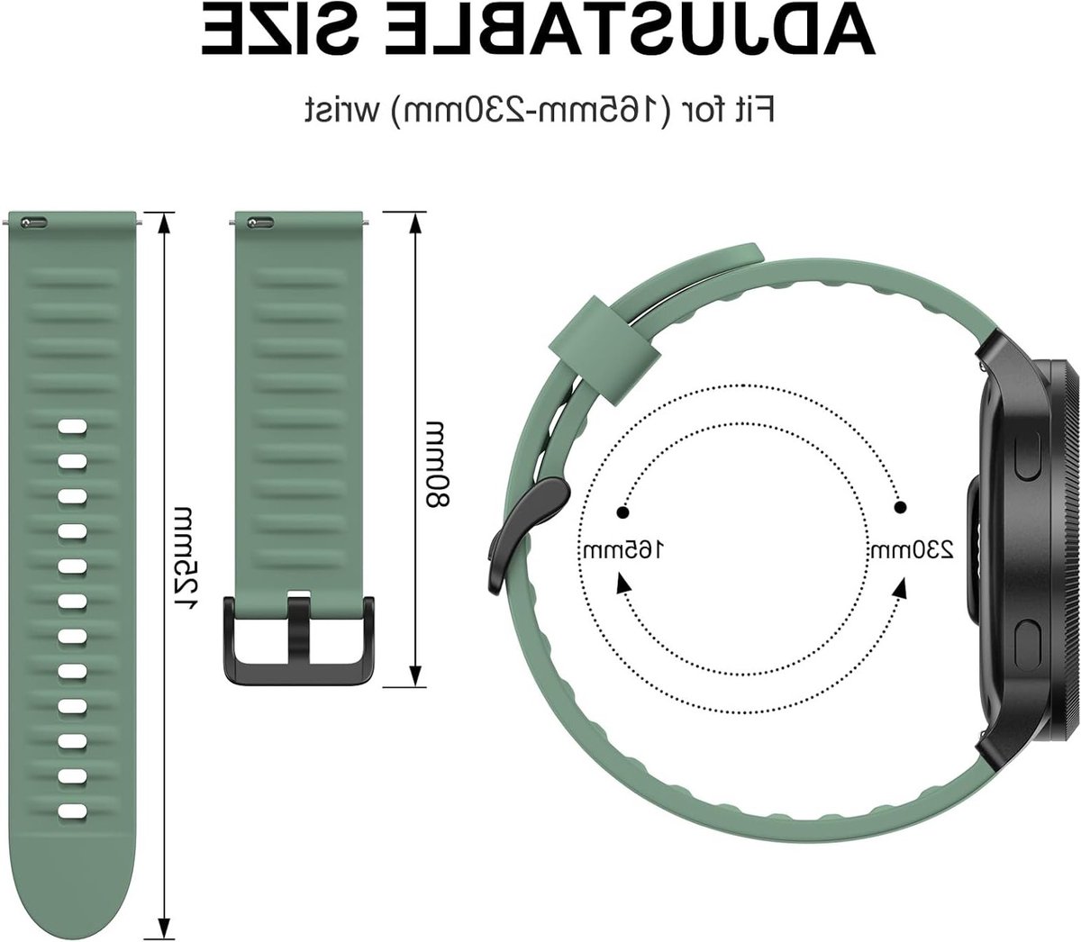 Stijlvolle 22 mm silicone horlogeband voor mannen en vrouwen, snel te verwisselen, zacht en comfortabel voor sportgebruik