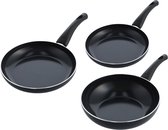 BK Brilliant 3-delige pannenset - Koekenpannenset 24/28cm + Wokpan 28cm - PFAS-vrije antikleeflaag - Geschikt voor inductie - Keramische pannen - Koudgrepen - Ovenbestendig - Vaatwasserbestendig - Zwart
