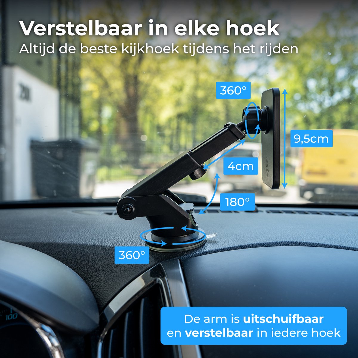 Nuvance Telefoonhouders Auto - Telefoonhouder met Zuignap - Geschikt voor MagSafe - Incl USB-C kabel - Draadloze Oplader - Gsm Houder Auto – foto 5