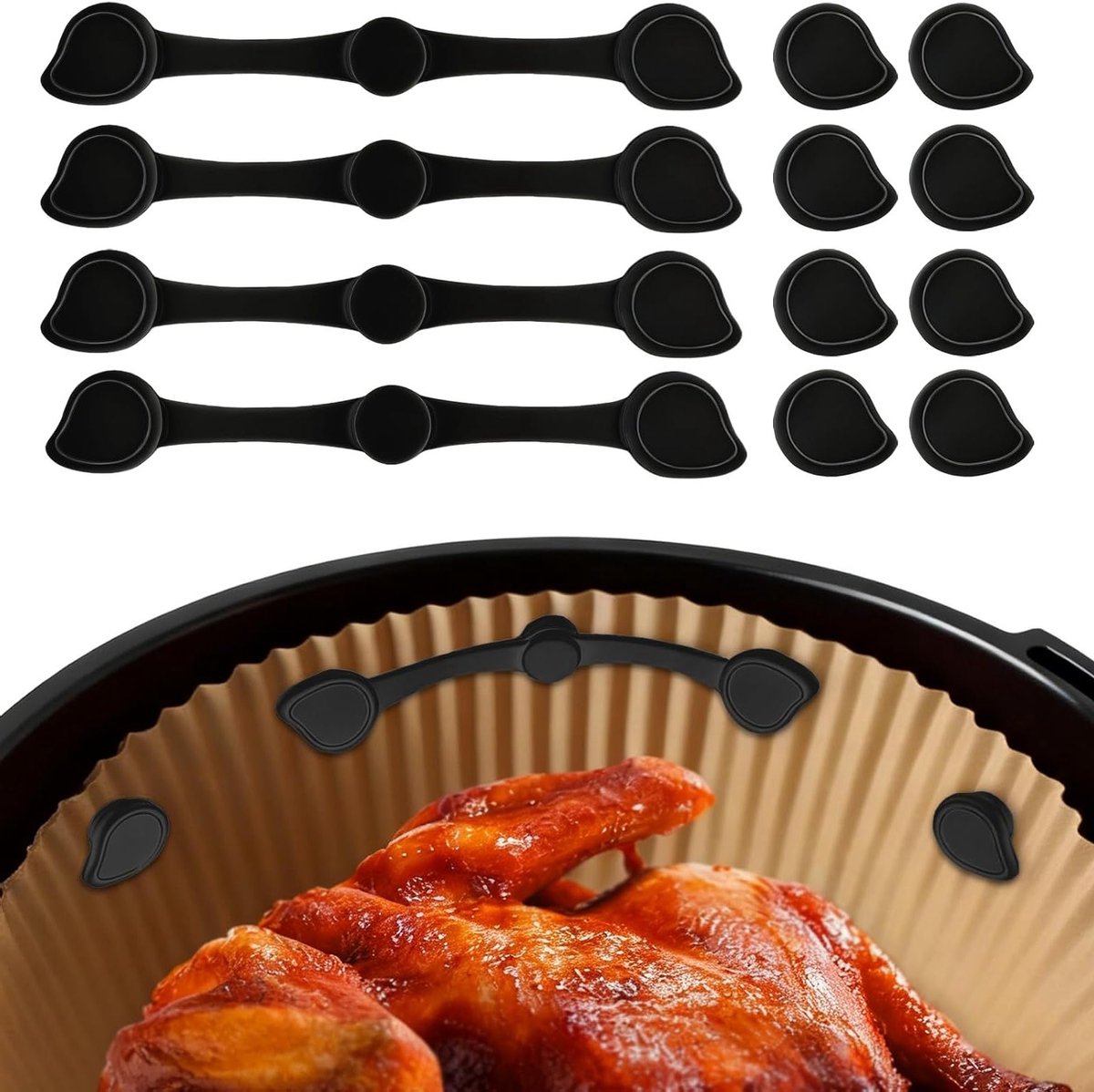 12 Stuks Magneten voor Bakpapier in de Airfryer, Silicone Magneten voor Koken, Voedselveilige Magneten voor Bakpapier Fixatie