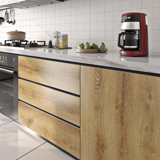 Film adhésif aspect bois pour meubles - 40CMx5M - Chêne chaud, résistant à la chaleur, idéal pour cuisine et salle de bain