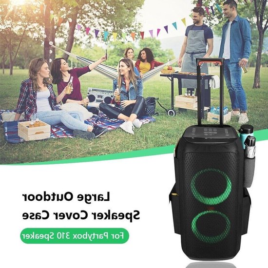 Beschermhoes voor JBL PartyBox 310 - Draagbare Soft Case voor Bluetooth Party Speakers, Stofbescherming en Opbergtas, Zwart — afbeelding 2