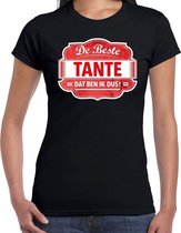 Cadeau t-shirt voor de beste tante voor dames - zwart met rood - tantes - kado shirt / kleding - verjaardag XL