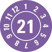Keuringssticker met jaartal (extra sterke kleving), vel 10 mm - 128 per vel 2021