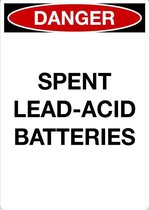 Sticker 'Danger: Spent lead-acid batteries' 148 x 105 mm (A6)