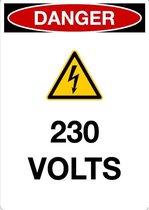 Sticker 'Danger: let op, 230 Volts' 148 x 210 mm (A5)