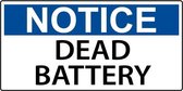 Sticker 'Notice: Dead battery' 100 x 50 mm