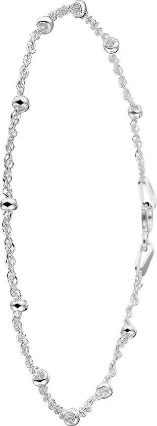 Lucardi Dames Gerecycled zilveren enkelband met bal - Accessoire - 925 Zilver - Zilverkleurig - 26 cm