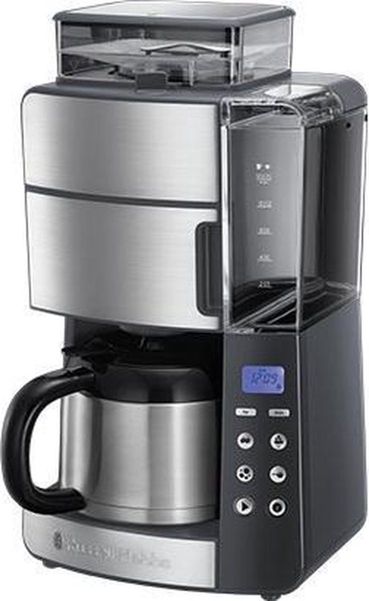 Russell Hobbs Koffiezetapparaat Grind&Brew (10 Koppen (1, 25L), Digitale Timer, incl. Thermos Kan, GeĂŻntegreerde Koffiemaler, 3 Maalstanden, Instelbare Koffiesterkte) 25620-56