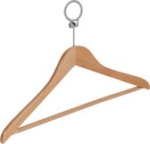 De Kledinghanger Gigant - 50 x Blouse / shirthanger beukenhout naturel gelakt (anti-diefstal) met anti-slip broeklat, 44 cm