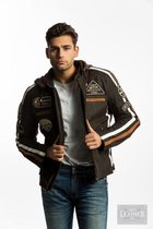 Urban 5884 - Fifty Eight - Heren Motorjas - Rund Leer - Donkerbruin - Uitneembare Bodywarmer - Maat 3XL