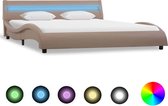 Bedframe met LED kunstleer cappuccino 160x200 cm