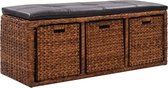 Bankje met 3 manden 105x40x42 cm zeegras bruin