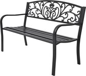 Tuinbank - Stalen frame en gietijzeren rugleuning - Zwart - 127 x 60 x 85 cm