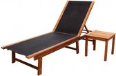 Ligbed met tafel massief acaciahout en textileen