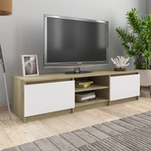 Tv-meubel 140x40x35,5 cm spaanplaat wit en sonoma eikenkleurig