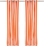 Gordijnen met metalen ringen 2 st streep 140x245 cm stof oranje