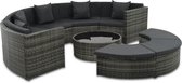 7-delige Loungeset met kussens poly rattan grijs