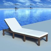 Ligbed met kussen poly rattan bruin