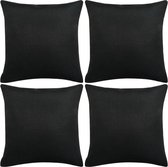 Kussenhoezen linnen-uitstraling 50x50 cm zwart 4 st