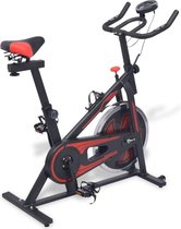 Spinningfiets met hartslagsensoren zwart en rood