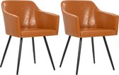 Eetkamerstoelen 2 st kunstleer bruin