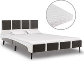 Bed met matras kunstleer grijs en wit 140x200 cm