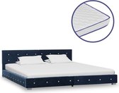 Bed met traagschuim matras fluweel blauw 180x200 cm