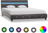 Bedframe met LED kunstleer grijs 140x200 cm