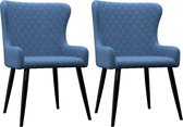 Eetkamerstoelen 2 st stof blauw