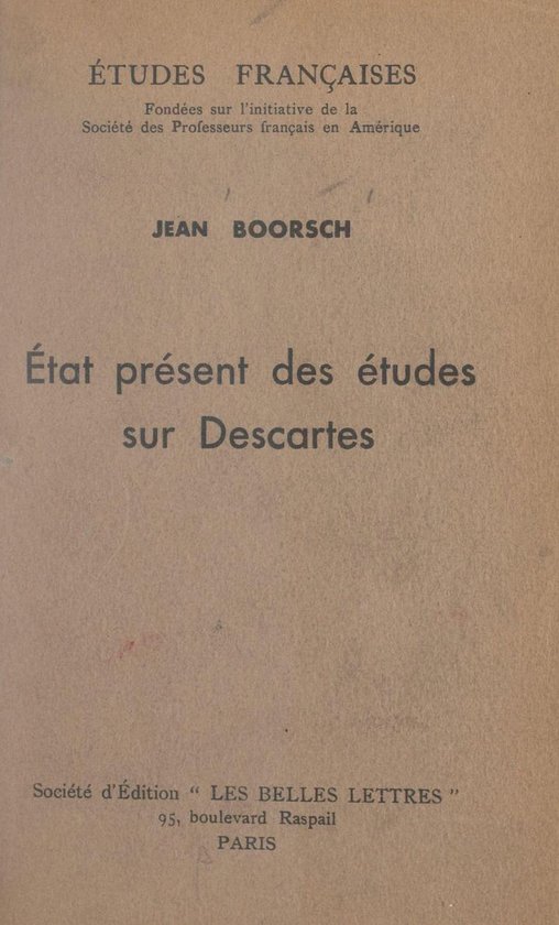 État présent des études sur Descartes