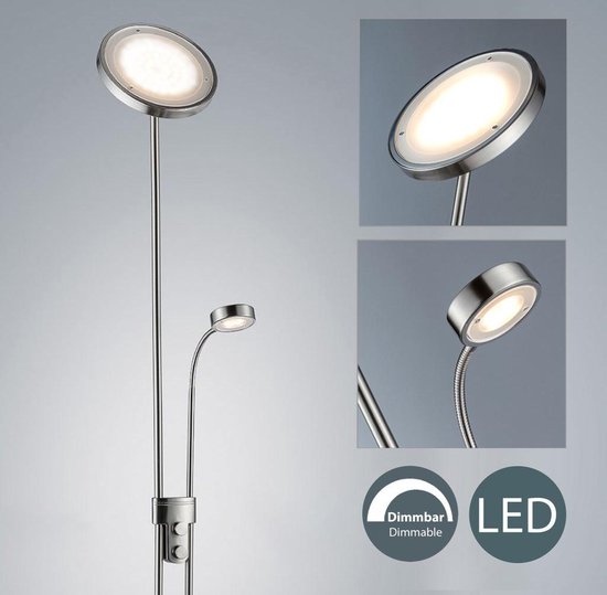 B.K.Licht - LED Vloerlamp - voor binnen - dimbaar booglamp- glazen -  metalen leeslamp... | bol.com