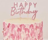 Taart Kaars 'Happy Birthday' Rosé Goud