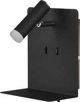 LED Wandlamp - Trion Elonant - 6W - Warm Wit 3000K - USB Oplaadfunctie - Mat Zwart - Aluminium - BES LED