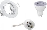 LED Spot Set - Trion - GU10 Fitting - Dimbaar - Inbouw Rond - Mat Wit - 6W - Natuurlijk Wit 4200K - Kantelbaar Ø83mm - BES LED