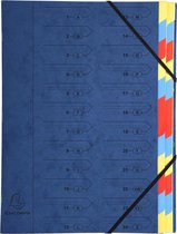 8x Sorteermap met vaste rug en elastosluiting - 24 indelingen, Blauw
