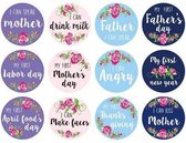 Mijlpaal stickers - Baby - Milestone cards - Tekst 2 - Bloemen - 12stuks