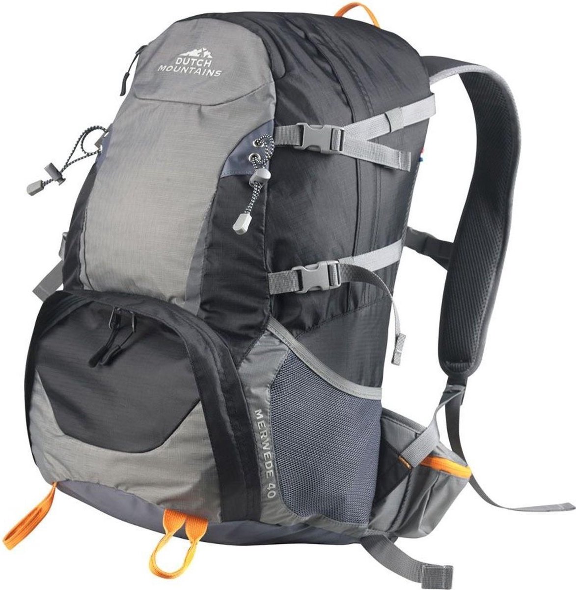 Dutch Mountains® ‘Merwede’ Backpack - Wandel Rugzak - Inclusief Regenhoes - 40 Liter - Zwart