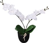 Kunst orchidee plant met pot 30 cm wit