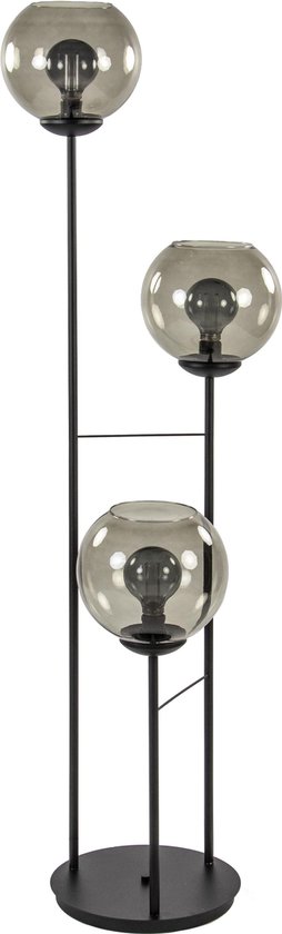 Straluma " Smoke" Vloerlamp - 3 x E27 - Smoke Glass - Metaal - Zwart -  Modern | bol.com