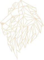 Leeuw Geometrisch Hout 85 x 63 cm - Licht Hout - Wanddecoratie