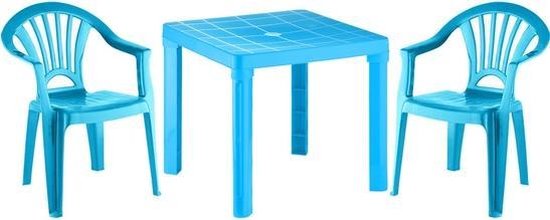 Beven Strikt Republikeinse partij Blauw kunststof buiten tafeltje met 2 stoelen - Tuinmeubelen voor kinderen  - Tuinset -... | bol.com
